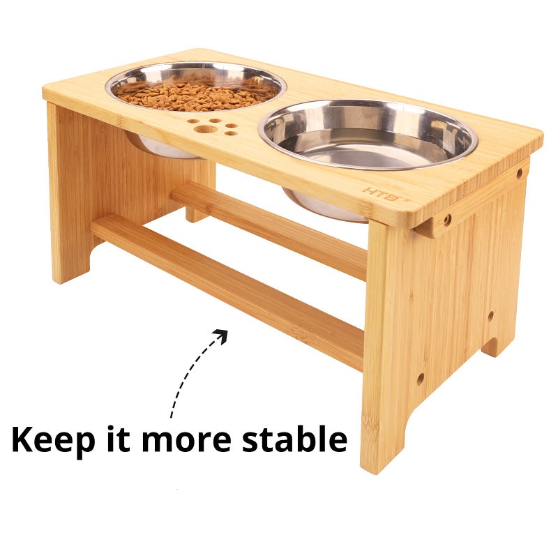 HTB Elevated Dog Bowls,Raised Dog Bowl Stand with 2 Stainless Steel Bowls,Elevated Raised Dog Bowls for Large Medium Small Sized Dogs - Image 4